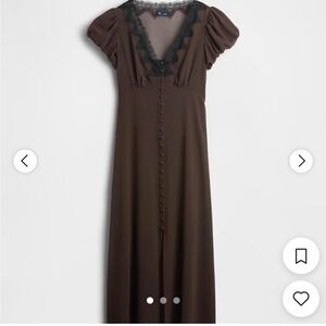 Gap Brown Lace-Trim Maxi Dress